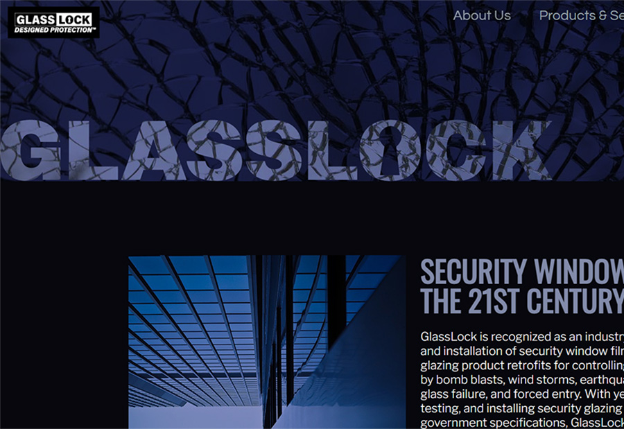 The front page of my GlassLock website.