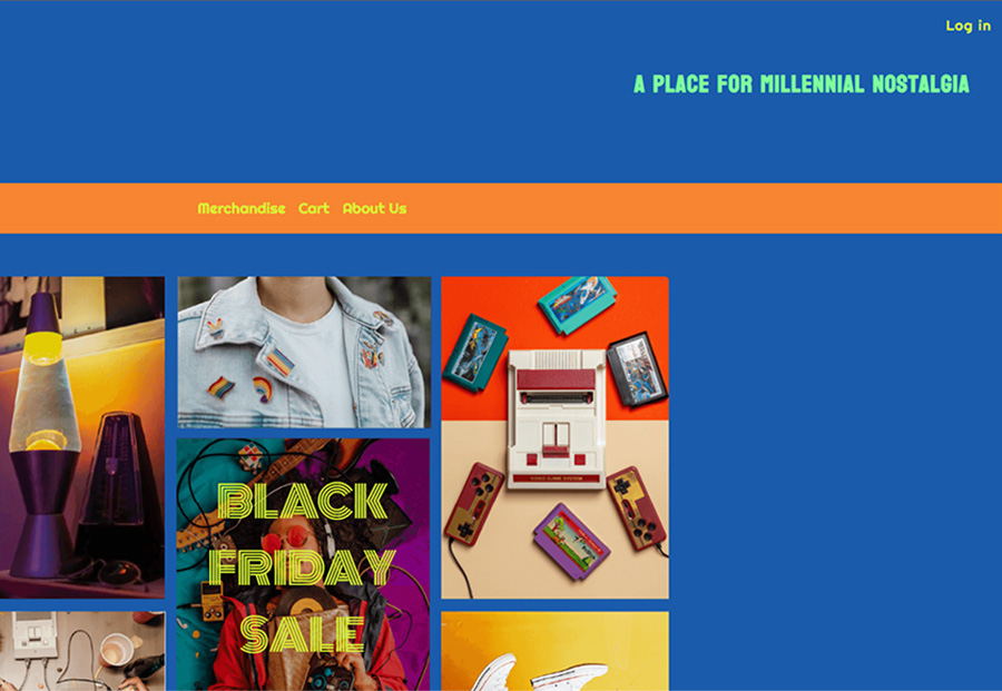 The Behance page page of my e-commerce website selling Millenial Nostalgia.